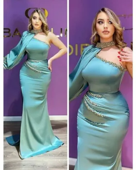 Мъниста Merida, рокли за бала в Саудитска Арабия, Сатенени рокли с цепка отстрани, Русалка, Елегантни вечерни рокли за жени 2023 Изображение 2