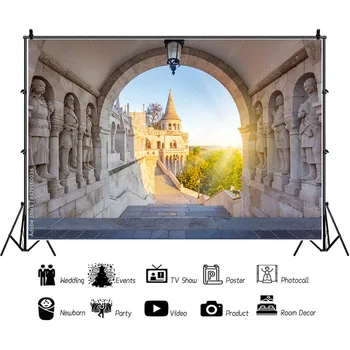 На фона на художествената тъкан SHENGYONGBAO, Европейският пейзаж, Известните живописни места, Градинска нощна сцена, за фон на реквизит за снимки ГРАМА-10 Изображение 2