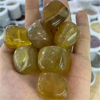 Натурален полиран Жълт кристал, флуорит, Разнообразни Лечебни Камъни За декорация на аквариуми Изображение 2