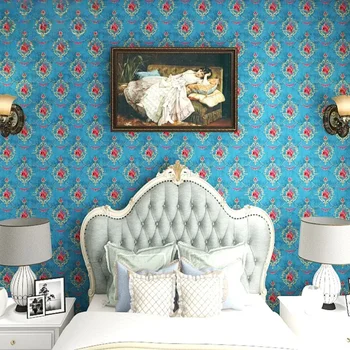 Начало Самозалепващи ретро тапети, PVC Тапети в европейски стил с голямо цвете Водонепроницаемое украса спални Ремонт на мебели Изображение 2