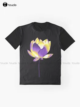 Небинарная тениска с изображение на Pride Blooming Lotus за поръчка на тениски с дигитален печат за тийнейджъри, унисекс, Коледен подарък Xs-5Xl Изображение 2