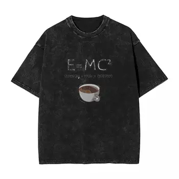 Негабаритная Выстиранная Тениска E = MC2 Прости тениски Забавно Енергийна Тенденция Тениска за жени на Лятото Y2K Забавни Custom Top Tees