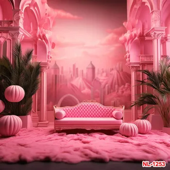 Нов филм, Куклена къща Розова принцеса, Автомобил, на заден план за спални, Детски фон за снимки на рожден ден, Винил и декоративна банер, подпори, плакат Изображение 2