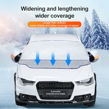 Нова зимна предния капак и предното стъкло на автомобила, слънчеви очила на предното стъкло, Универсална автомобилна защита от сняг, скреж, лед, Прахоустойчив калъф Изображение 2