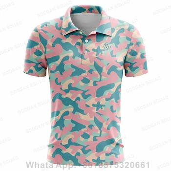 Нова мъжка риза за голф, лятна спортни облекла за голф, топ с къс ръкав, бързосъхнеща тениска, Дишащи polo ризи за мъже, дрехи за голф Изображение 2