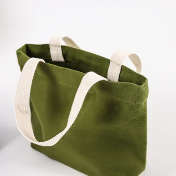 Нова однотонная холщовая чанта за момичета, носещи холщовую скучна чанта, модерен художествена отворена чанта Изображение 2