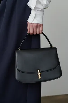 Нова чанта, дамска чанта средно с Т-образна форма, с метална катарама, просто ретро пакет за тофу