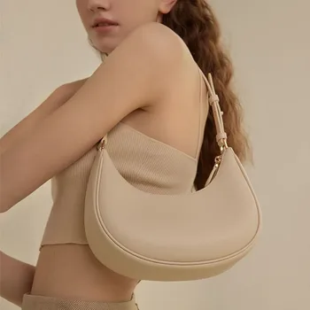 Новата пролетно проста чанта-полумесец 2024 година, Корейската мода Офис Женствена чанта за крайградски пътувания, чанта през рамо Y2k, Дизайнерски портмонета и чанти Изображение 2