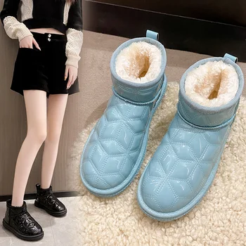 Нови зимни ботуши, дамски зимни непромокаеми обувки, плюс кадифе топло нескользящая обувки с памучна подплата.