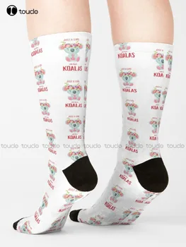 Новост Just A Girl Who Обича Koalas Чорапи Работни Чорапи Персонализирани Потребителски Унисекс Чорапи за възрастни Юношески Чорапи Коледен подарък за Хелоуин Изображение 2