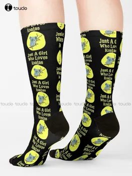 Новост Just A Girl Who Обича Koalas Чорапи на Жълти чорапи Персонализирани потребителски Унисекс Чорапи за възрастни Юношески чорапи Коледен подарък за Хелоуин Изображение 2