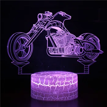 Нощен мотоциклетът 3D иллюзионная лампи, декорация за спалнята с мотор, лека нощ от 7 смените цветове, коледен подарък за рожден ден за мъже и момчета