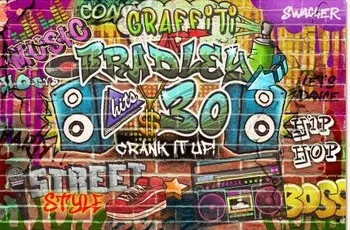 обичай фонове за рожден ден с графити в стил хип-хоп, висококачествен компютърен печат, на фона на партита във фото студио