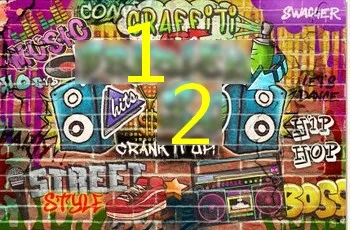 обичай фонове за рожден ден с графити в стил хип-хоп, висококачествен компютърен печат, на фона на партита във фото студио Изображение 2