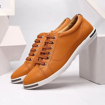 Обувки, ежедневни кожени обувки за мъже, 2023, Нова тенденция, пешеходни балет апартаменти, Удобна класическа однотонная мъжки обувки, мъжки обувки размер плюс 48. Изображение 2