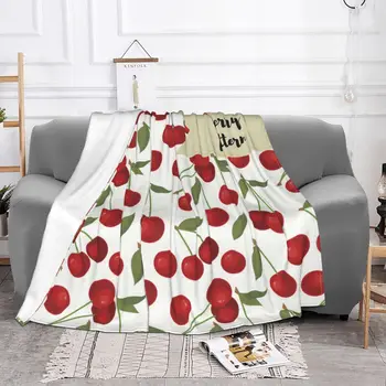 Одеяло с приятен плодов модел в клетката, топло, уютно декоративни покривки за легла, покривки за легла, диван Изображение 2