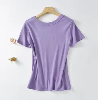 Однотонная женска тениска с къс ръкав ежедневна цвят
