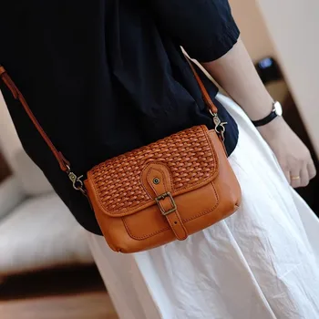 Органайзер, модерен дизайнерски дамски чанта през рамо от естествена кожа, ежедневни чанта за почивните дни и партита, тканая дамска чанта за през рамото от естествена телешка кожа