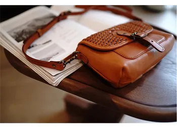 Органайзер, модерен дизайнерски дамски чанта през рамо от естествена кожа, ежедневни чанта за почивните дни и партита, тканая дамска чанта за през рамото от естествена телешка кожа Изображение 2