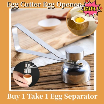 Отварачка за яйца от неръждаема стомана 304, черупки от яйца, нож за на черупката, topper за яйца с двойна глава, сепаратор за твърдо сварени яйца, кухненски принадлежности
