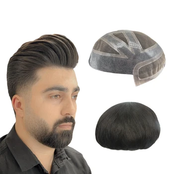 Перука NLW за мъже Система замяна на човешки косъм Космените блокове Тънки Монокомпонентные с изкуствени космените протези парчета на косата