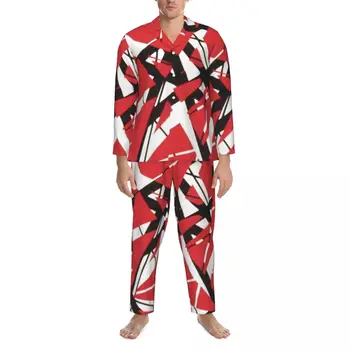 Пижами Van Halen Man Dance the Night Away, Модни пижами за почивка, есента пижамный комплект от две части на свободното намаляване с големи цифри