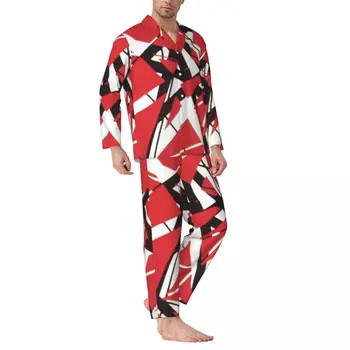Пижами Van Halen Man Dance the Night Away, Модни пижами за почивка, есента пижамный комплект от две части на свободното намаляване с големи цифри Изображение 2