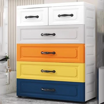 Пластмасов шкаф с 5 рафтове и 6 чекмеджета Многослоен Прахоустойчив дизайн Шкафове за хол Кубчета Кутии за съхранение Gabinete Декорация на дома