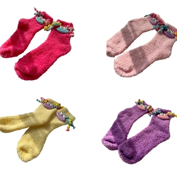 По-Дебели Топли Пухкави Чорапи, Плюшени Топли Зимни Чорапи за Сън у Дома, по-Меки Удобни Чорапи T8NB