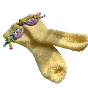 По-Дебели Топли Пухкави Чорапи, Плюшени Топли Зимни Чорапи за Сън у Дома, по-Меки Удобни Чорапи T8NB Изображение 2
