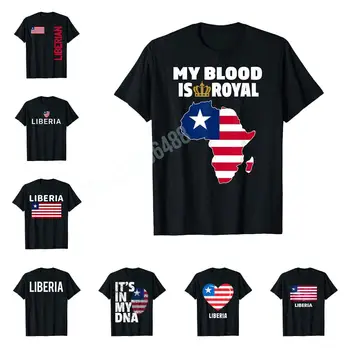 По-дизайн, флаг Либерия, Карта гордост Либерия, Тениска с принтом Африка за мъже, Дамски ризи, памучни тениски