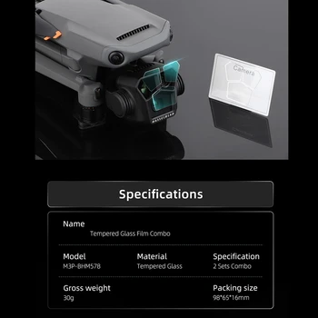 Подмяна на закалени фолио за обектива на камерата за спирането дрона за Mavic 3 Pro в защитна стъклена обвивка от надраскване Изображение 2