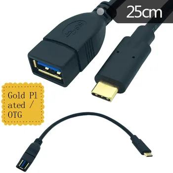 Позлатен USB кабел 3.1 Type C за свързване към USB 3.0 A за Mac Google Chromebook 25 см/0,25 М Изображение 2
