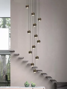 Полилей за осветление на стълбища в скандинавски минимализме, окачен тавана лампа за дневна, полилей на тавана, полилей за хаспел Изображение 2