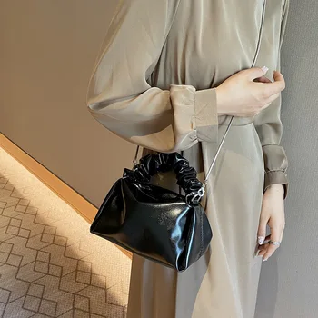 Популярната дамска чанта с веригата 2023 Нова дамска чанта Висококачествена и модерна чанта през рамо Персонални плиссированная чанта през рамо Изображение 2