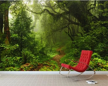 Потребителски 3D тапети природа, живописна гора пътека дървета живопис телевизор, разтегателен фон стенописи, 3D тапети Изображение 2