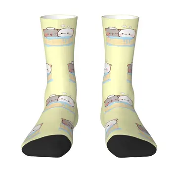 Праскова Гома За Къпане Мъжки Дамски Чорапи За Екипажа Унисекс С Голям 3D Принтом Kawaii Mochi Cat Dress Socks