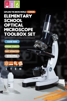 Преносими професионални комплекти цифрови микроскопи 1200X Ученически електронно-оптични Биологични микроскопи за научно образование Изображение 2