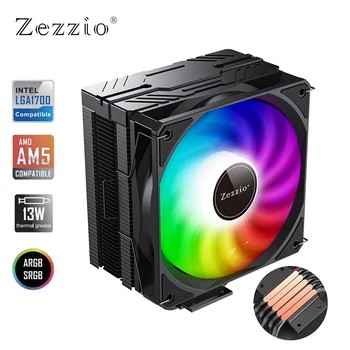 Процесора охладител Zezzio ZH-500K с 5 топлинна тръбите на Радиатора 5V 3PIN ARGB PWM вентилатора за Охлаждане на Intel LGA1700 115X 1200 20XX Въздушен Охладител AMD AM5 AM4