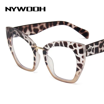 Рамки за очила компютър NYWOOH със защита от сините лъчи, дамски модни очила с кошачьим око, дамски модни леопардовая оптична дограма за голям размер Изображение 2