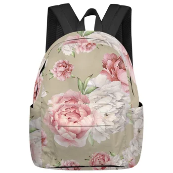 Реколта Розови Цветя на Божур Дамски Раници Тийнейджъри Студентски Ученически чанти Раница за лаптоп на Мъже, Жени Дамски пътни чанти