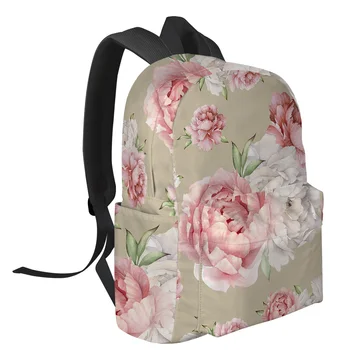 Реколта Розови Цветя на Божур Дамски Раници Тийнейджъри Студентски Ученически чанти Раница за лаптоп на Мъже, Жени Дамски пътни чанти Изображение 2