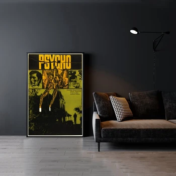 Ретро дизайн на Psycho с класически филм на ужасите на Алфред Хичкок 