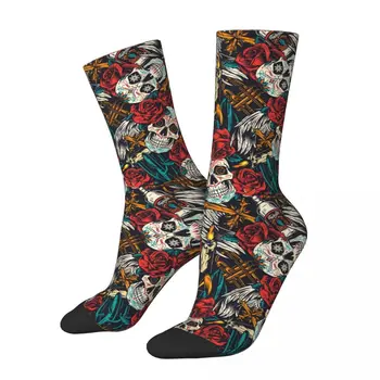 Ретро Череп Роза Графити Арт Модел Кавайные чорапи, Спортни чорапи с анимационни модел