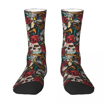 Ретро Череп Роза Графити Арт Модел Кавайные чорапи, Спортни чорапи с анимационни модел Изображение 2