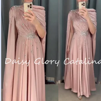 Розови кристални мъниста Абитуриентски рокли с къс ръкав Блестящи Кристални мъниста Луксозни вечерни рокли За официални събития Дамски официални рокли 2024