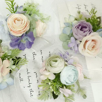 Романтични изкуствени цветя в деня на сватбата, boutonniere за сватбени покани, сватбени петлицы, Аксесоари за младоженеца.