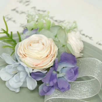 Романтични изкуствени цветя в деня на сватбата, boutonniere за сватбени покани, сватбени петлицы, Аксесоари за младоженеца. Изображение 2