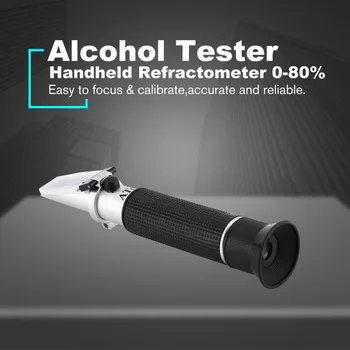 Ръчен рефрактометър 0-80% оптично алкохол, измерване на съдържанието на ликьори и спиртни напитки Wiskey Vodka Mini ATC Measuring Тестер Изображение 2
