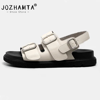 Сандали JOZHAMTA Размер 35-40, дамски сандали с отворени пръсти, с каишка и катарама, от естествена кожа, ежедневни градинска лятна дамски обувки